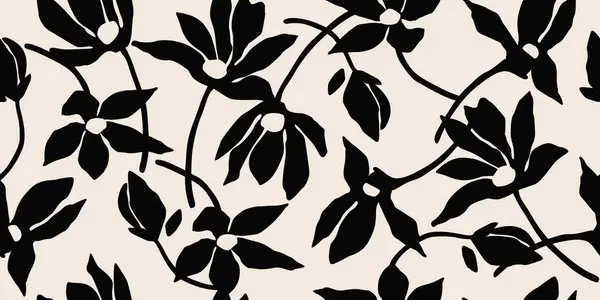 Fundo Sem Costura Flor Padrão Floral Abstrato Minimalista Impressão Moderna — Vetor de Stock