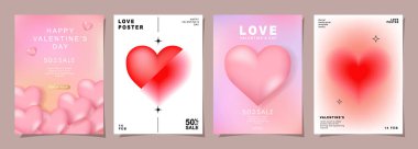 Sevgililer Günü için modern tasarım şablonları, Aşk kartı, afiş, poster, kapak, davetiye. Eğilimleri ve tipografisi olan modaya uygun minimalist estetik. vektör illüstrasyonu.