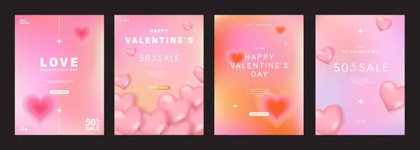 Conjunto Modelos Design Moderno Para Dia Dos Namorados Cartão Amor — Vetor de Stock