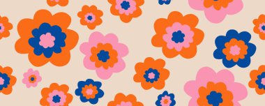 Egzotik el çizimi çiçekler kumaş, tekstil, giysi, ambalaj kağıdı, kapak, afiş, ev dekoru, soyut arka planlar için çiçeksiz desenler. vektör illüstrasyonu.