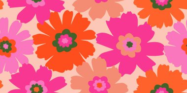 Egzotik el çizimi çiçekler kumaş, tekstil, giysi, ambalaj kağıdı, kapak, afiş, ev dekoru, soyut arka planlar için çiçeksiz desenler. vektör illüstrasyonu.