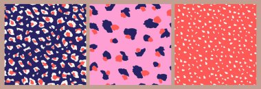 Soyut Leopar Derisi Kusursuz Örnekler. Hayvan izi. Geometrik folklor süsü, tekstil, afiş, kapak, duvar kağıdı. Vektör illüstrasyonu.