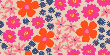 Egzotik el çizimi çiçekler kumaş, tekstil, giysi, ambalaj kağıdı, kapak, afiş, ev dekoru, soyut arka planlar için çiçeksiz desenler. vektör illüstrasyonu.