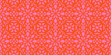 Etnik soyut fayans sanatı. Kabilede kusursuz desen, halk nakışı ve Meksika tarzı. Aztek geometrik sanat süsü baskısı. Halı, duvar kağıdı, giysi, ambalaj, kumaş, kapak, tekstil için tasarım.