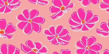 Egzotik el çizimi çiçekler, kumaş, tekstil, giysi, ambalaj kağıdı, kapak, afiş, ev dekorasyonu, soyut arka planlar için çiçeksiz desenler..