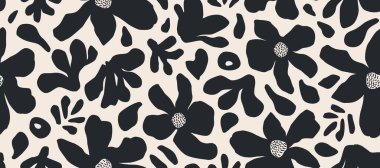 Son moda egzotik el çiçekleri pürüzsüz desen çizdi. Tekstil, duvar kağıdı, afiş, kapak, yüzey, baskı ve ev dekorasyonu için çiçek arkaplanı. Çiçek vektör illüstrasyonu.