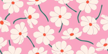 Son moda egzotik el çiçekleri pürüzsüz desen çizdi. Tekstil, duvar kağıdı, afiş, kapak, yüzey, baskı ve ev dekorasyonu için çiçek arkaplanı. Çiçek vektör illüstrasyonu.