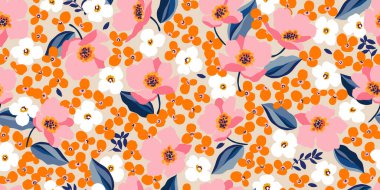 Egzotik el çizimi çiçekler, kumaş, tekstil, giysi, ambalaj kağıdı, kapak, afiş, ev dekorasyonu, soyut arka planlar için çiçeksiz desenler..