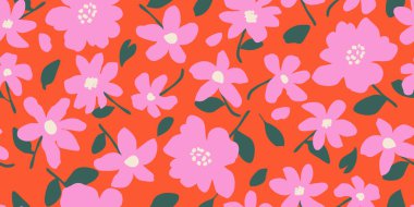 Egzotik el çizimi çiçekler, kumaş, tekstil, giysi, ambalaj kağıdı, kapak, afiş, ev dekorasyonu, soyut arka planlar için çiçeksiz desenler..