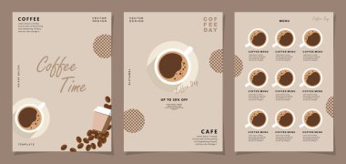 Davetiyeler, kartlar, afişler, afişler, kapak, kafe menüsü veya başka bir şablon tasarımı için arka planda kahve çekirdekleri olan afişler. vektör illüstrasyonu.
