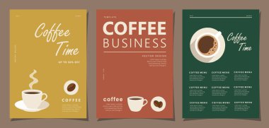 Davetiyeler, kartlar, afişler, afişler, kapak, kafe menüsü veya başka bir şablon tasarımı için arka planda kahve çekirdekleri olan afişler. vektör illüstrasyonu.