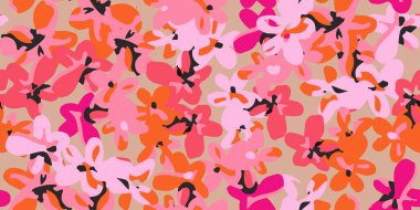 Son moda egzotik el çiçekleri pürüzsüz desen çizdi. Tekstil, kumaş, duvar kağıdı, afiş, kapaklar, poster, ambalaj, baskı, element, duvar sanatı ve ev dekorasyonu için organik şekiller. Vektör illüstrasyonu.