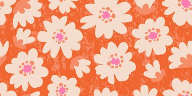 Son moda egzotik el çiçekleri pürüzsüz desen çizdi. Tekstil, kumaş, duvar kağıdı, afiş, kapaklar, poster, ambalaj, baskı, element, duvar sanatı ve ev dekorasyonu için organik şekiller. Vektör illüstrasyonu.