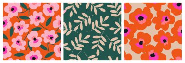 El çizimi çiçekler arka planda. Kumaş, tekstil, giysi, ambalaj kağıdı, ambalaj kağıdı, kapak, poster, afiş, element, duvar sanatı, iç dekorasyon için renksiz desenler. Vektör çizimleri organik şekiller.