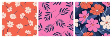 El çizimi çiçekler arka planda. Kumaş, tekstil, giysi, ambalaj kağıdı, ambalaj kağıdı, kapak, poster, afiş, element, duvar sanatı, iç dekorasyon için renksiz desenler. Vektör çizimleri organik şekiller.