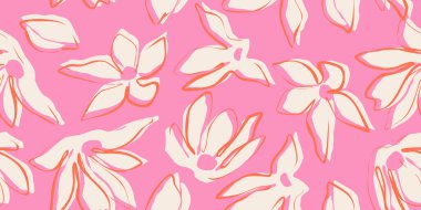 Egzotik el çizimi çiçekler, çiçekli kusursuz desenler, bu tekrarlanabilir ve dekoratif tasarımlar ambalaj, dekorasyon, iç tasarım, duvar kağıtları, duvar resimleri, afişler, arka plan ve daha fazlası için kullanılır. Vektör illüstrasyonları.