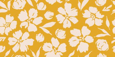 Son moda egzotik el çiçekleri pürüzsüz desen çizdi. Basit minimalist stil. Tekstil, kumaş, duvar kağıdı, afiş, kapaklar, poster, ambalaj, baskı, element, duvar sanatı ve ev dekorasyonu için organik şekiller. Vektör illüstrasyonu.