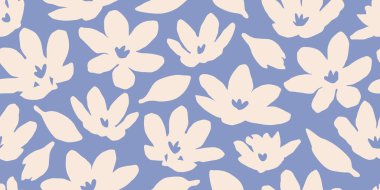 Son moda egzotik el çiçekleri pürüzsüz desen çizdi. Basit minimalist stil. Tekstil, kumaş, duvar kağıdı, afiş, kapaklar, poster, ambalaj, baskı, element, duvar sanatı ve ev dekorasyonu için organik şekiller. Vektör illüstrasyonu.