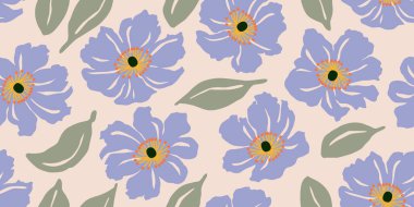 Son moda egzotik el çiçekleri pürüzsüz desen çizdi. Basit minimalist stil. Tekstil, kumaş, duvar kağıdı, afiş, kapaklar, poster, ambalaj, baskı, element, duvar sanatı ve ev dekorasyonu için organik şekiller. Vektör illüstrasyonu.