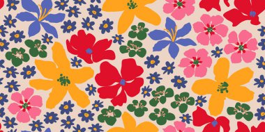 Son moda egzotik el çiçekleri pürüzsüz desen çizdi. Basit minimalist stil. Tekstil, kumaş, duvar kağıdı, afiş, kapaklar, poster, ambalaj, baskı, element, duvar sanatı ve ev dekorasyonu için organik şekiller. Vektör illüstrasyonu.