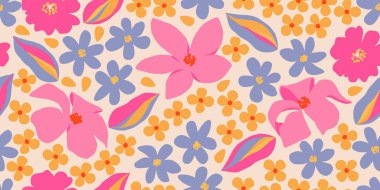 Son moda egzotik el çiçekleri pürüzsüz desen çizdi. Basit minimalist stil. Tekstil, kumaş, duvar kağıdı, afiş, kapaklar, poster, ambalaj, baskı, element, duvar sanatı ve ev dekorasyonu için organik şekiller. Vektör illüstrasyonu.