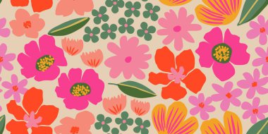 Son moda egzotik el çiçekleri pürüzsüz desen çizdi. Basit minimalist stil. Tekstil, kumaş, duvar kağıdı, afiş, kapaklar, poster, ambalaj, baskı, element, duvar sanatı ve ev dekorasyonu için organik şekiller. Vektör illüstrasyonu.