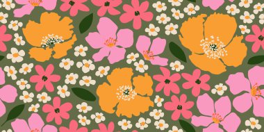 Son moda egzotik el çiçekleri pürüzsüz desen çizdi. Basit minimalist stil. Tekstil, kumaş, duvar kağıdı, afiş, kapaklar, poster, ambalaj, baskı, element, duvar sanatı ve ev dekorasyonu için organik şekiller. Vektör illüstrasyonu.