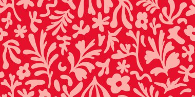 Son moda egzotik el çiçekleri pürüzsüz desen çizdi. Basit minimalist stil. Tekstil, kumaş, duvar kağıdı, afiş, kapaklar, poster, ambalaj, baskı, element, duvar sanatı ve ev dekorasyonu için organik şekiller. Vektör illüstrasyonu.