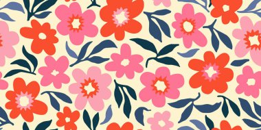 Son moda egzotik el çiçekleri pürüzsüz desen çizdi. Basit minimalist renkli tarz. Tekstil, kumaş, duvar kağıdı, afiş, kapaklar, poster, ambalaj, baskı, element, duvar sanatı ve ev dekorasyonu için organik şekiller. Vektör illüstrasyonu.