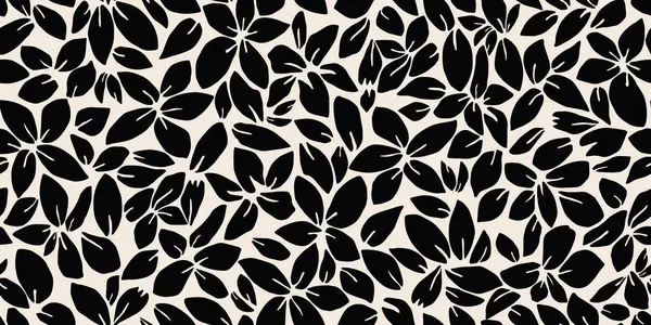 Minimalist soyut çiçek deseni. Çiçeksiz arka plan şekilleri. Siyah ve beyaz renkli modern baskı. Tekstil tasarımı, duvar kağıdı, kapaklar, poster, ambalaj, kartlar, afişler, arka plan, davetiyeler ve posterler için idealdir. Vektör illüstrasyonları.