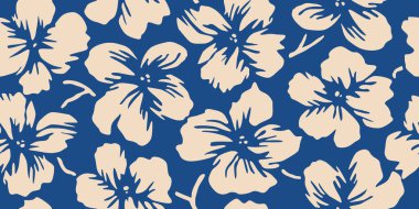 Son moda egzotik el çiçekleri pürüzsüz desen çizdi. Basit minimalist stil. Tekstil, kumaş, duvar kağıdı, afiş, kapaklar, poster, ambalaj, baskı, element, duvar sanatı ve ev dekorasyonu için organik şekiller. Vektör illüstrasyonu.