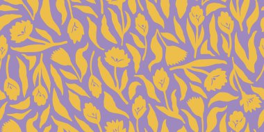 Son moda egzotik el çiçekleri pürüzsüz desen çizdi. Basit minimalist stil. Tekstil, kumaş, duvar kağıdı, afiş, kapaklar, poster, ambalaj, baskı, element, duvar sanatı ve ev dekorasyonu için organik şekiller. Vektör illüstrasyonu.