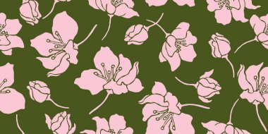 Son moda egzotik el çiçekleri pürüzsüz desen çizdi. Basit minimalist stil. Tekstil, kumaş, duvar kağıdı, afiş, kapaklar, poster, ambalaj, baskı, element, duvar sanatı ve ev dekorasyonu için organik şekiller. Vektör illüstrasyonu.