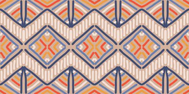 El çizimi soyut, etnik, kusursuz bir model. Geometrik karalama çizgisi sanat arka planı. Kabileye özgü duvar kağıdı. Aztek tarzı. Halka açık nakış. Hint baskısı, İskandinav halısı, Afrika halısı, fayans. Vektör illüstrasyonları.