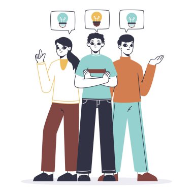 İnsanlar iyi fikir arıyor, harika fikirler üretiyorlar. Düz iş adamları yaratıcı parlak fikirleri, ampul metaforlarını ve resimlerini araştırır. Fikir üretmek harika fikir.