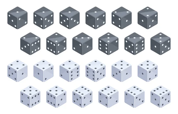 Isometrische Dobbelstenen Gokken Bordspel Kubussen Backgammon Poker Dobbelstenen Casino Gokken — Stockvector