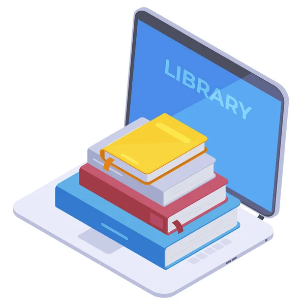 Conceito Aplicativo Biblioteca Móvel Isométrica Biblioteca Line Educação Móvel Learning —  Vetores de Stock