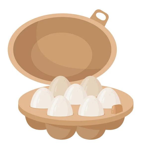 Cartoon Eggs Cardboard Box Eggs Packaging Grocery Store Chicken Eggs — Stock Vector