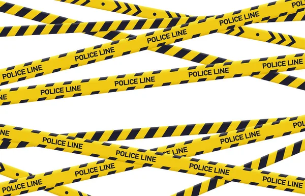 Vorsicht Gelbe Gefahrenbänder Polizei Gefahrenlinie Sicherheitsbereich Verbrechensbarriere Muster Flache Vektor — Stockvektor