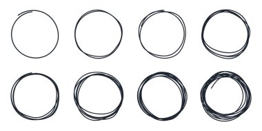 Çizim çerçeveleri. Basit el yazısı çerçevesi, karalama çemberi ögeleri düz vektör çizimi