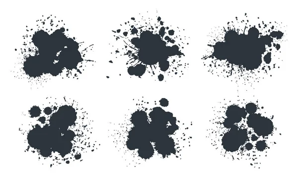 Abstract Ink Splash Black Paint Drops Spots Messy Ink Splatters — Stock Vector