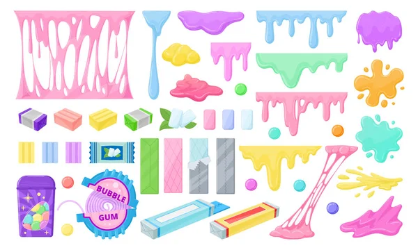 Bubble Bubblegum Splashes Cartoon Gummie Splashes Spots Gum Packaging Chewing — Stock Vector
