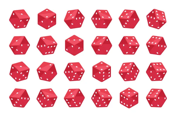 Kırmızı Zar Küpleri Isometric Kumarhane Kumar Taşları Tavla Masa Oyunları — Stok Vektör