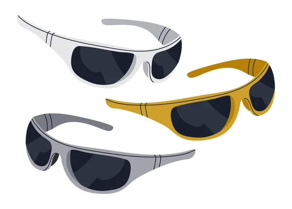 Tons Estilo Retro Dos Anos Quadros Plástico Moda Óculos Sol — Vetor de Stock