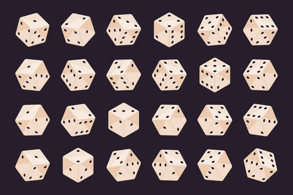 等距赌场骰子赌博方块 双陆棋骰子 棋盘游戏和扑克骰子3D矢量图集 — 图库矢量图片