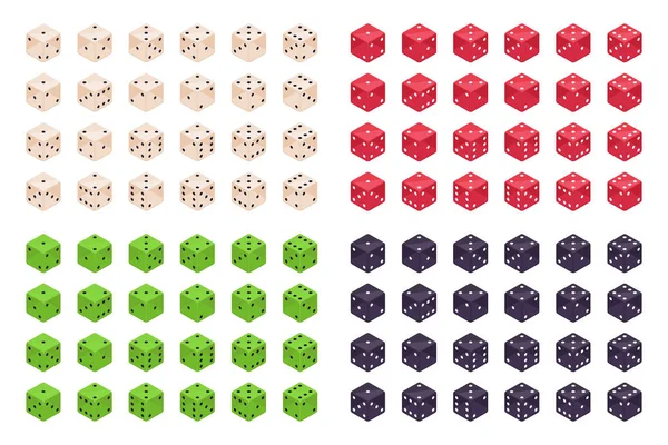 Азартные Игры Кости Изометрические Кубики Игры Казино Кубики Настольных Игр — стоковый вектор