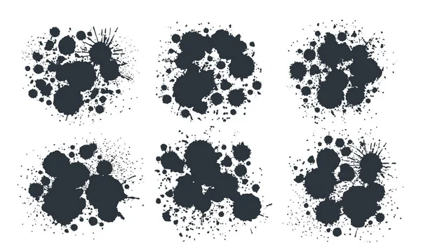 Abstract Ink Spots Black Paint Drops Splashes Grunge Ink Splatters — Stock Vector