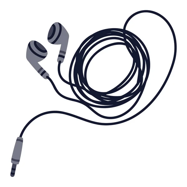Kabelgebundene Kopfhörer Audiogeräte Musik Hören Ohr Elektronisches Musikgerät Flacher Cartoon — Stockvektor
