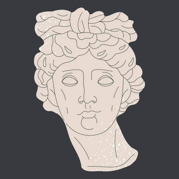 大理石のギリシャ彫刻 アンティークの頭の彫刻 古典的な古代ギリシャの神の頭 独立したフラットベクトル図 — ストックベクタ