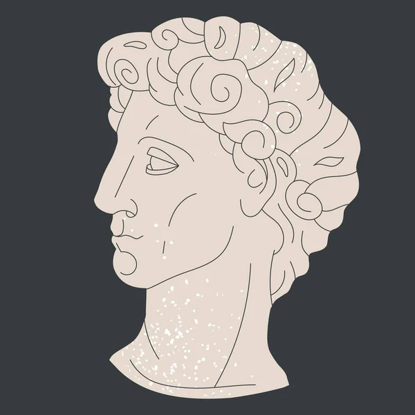 Antik Yunan Tanrısı Kafası Antik Mermer Yunan Heykeli Düz Vektör — Stok Vektör